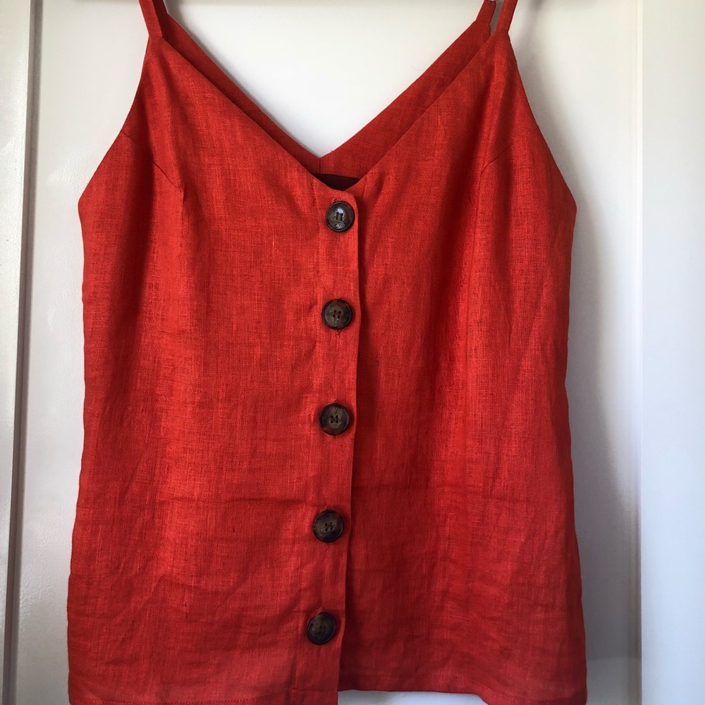 REFORMATION CHERRY TOMATO BUTTON UP TANK TOP